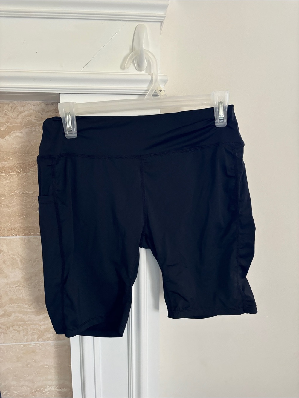 Black High-Waist Bike Shorts with Side Pockets